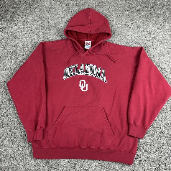 Oklahoma Sooners Hoodie Mens XL Red NCAA Football Pullover Fleece OU Sweatshirt - Picture 1 of 11